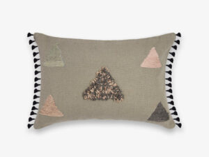 Large Lumbar Cushion with Triangle Pattern and Frill Edge