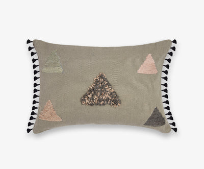 Large Lumbar Cushion with Triangle Pattern and Frill Edge
