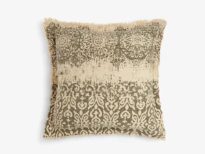 Medium Square Cushion with Khaki/Natural Print