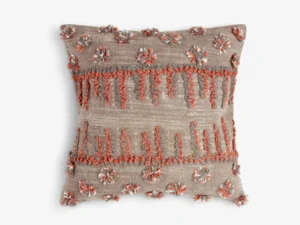 Medium Square Grey with Orange Lines Cushion
