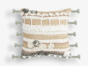 Medium Square Neutrals with Frill/Bobbles Cushion