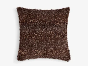 Medium Square Shaggy Dark Brown Wooly Cushion