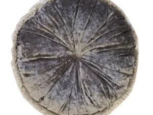 Round Velvet Fringed Manchini Khaki Cushion